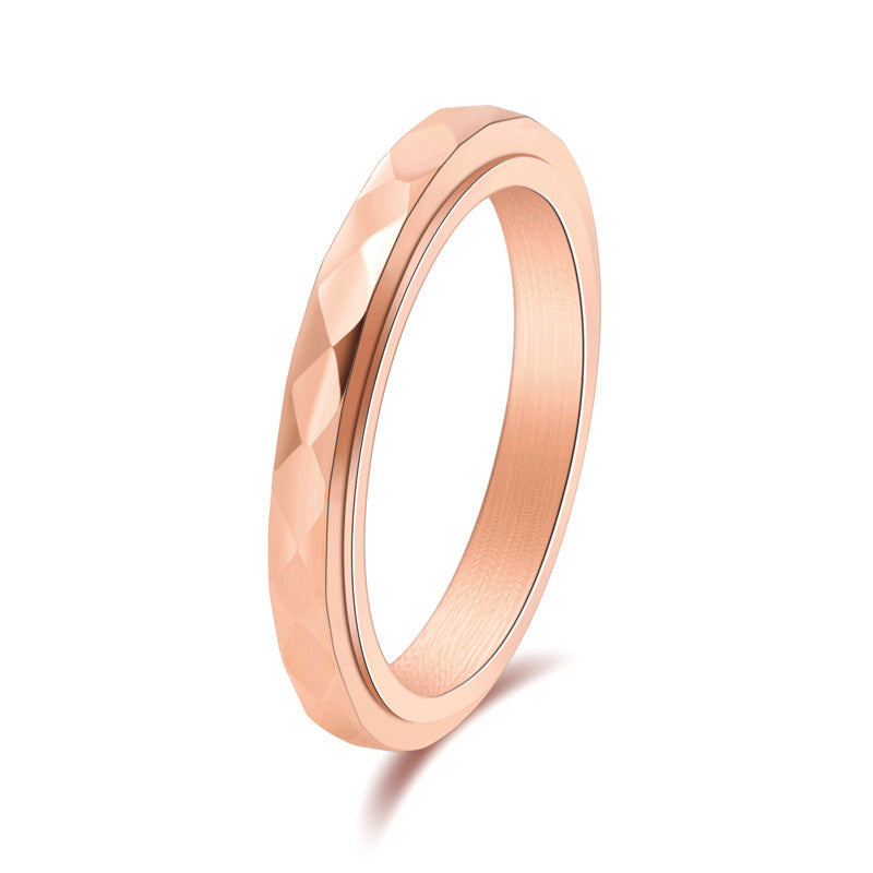 Diamond sculpted niche jewelry narrow cut food rotatable ring