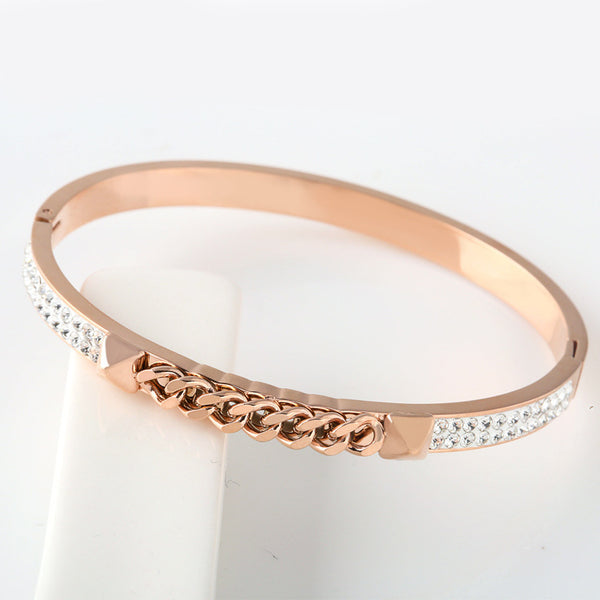 Rose Gold Open Bracelet ins Korean Light Luxury Diamond Jewelry