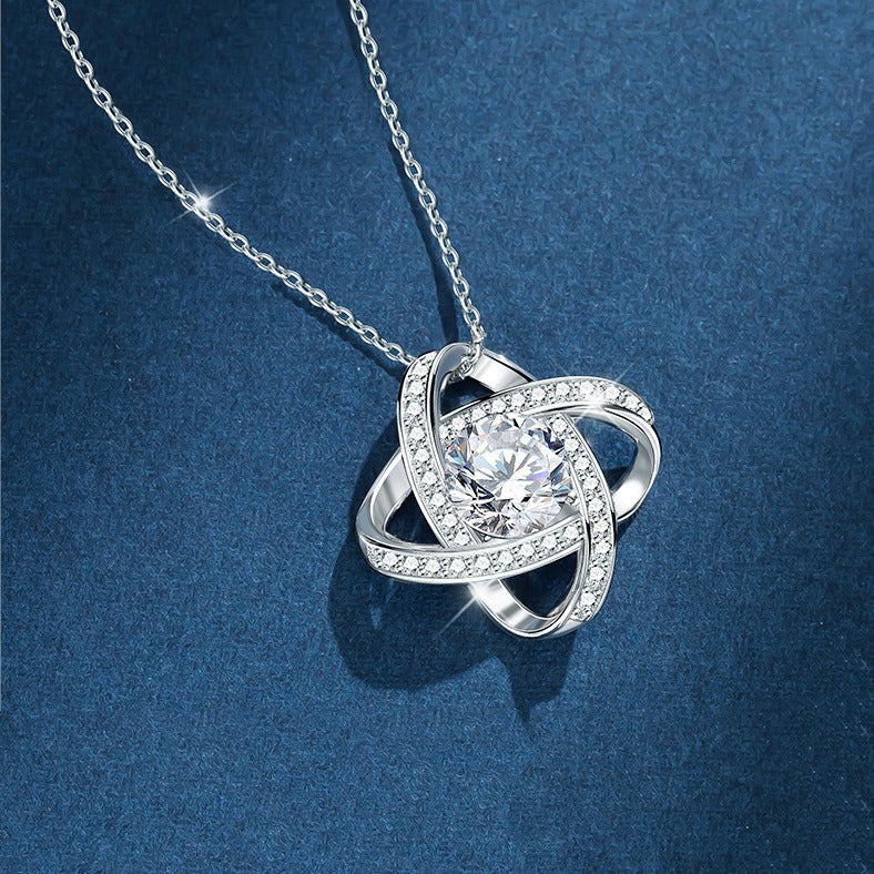 S925 Sterling Silver Clover Necklace Full Diamond Pendant