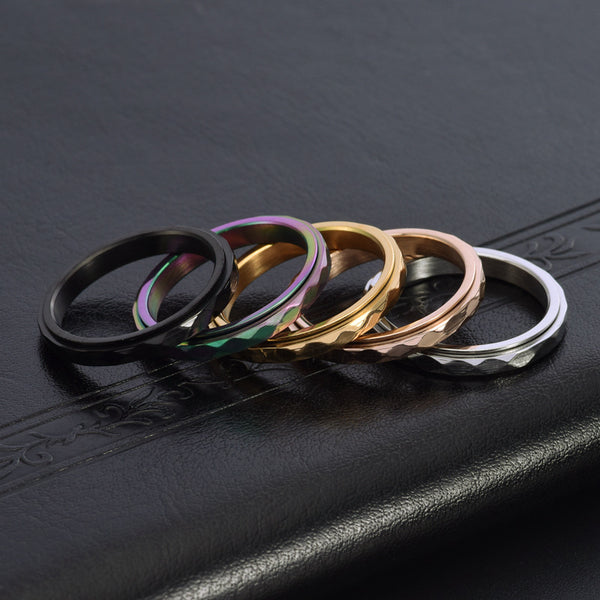 Diamond sculpted niche jewelry narrow cut food rotatable ring