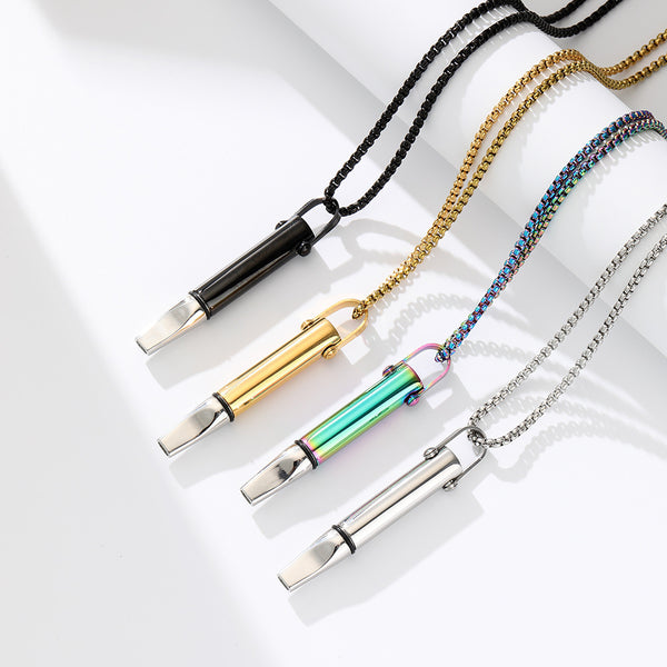 Breathing Resistance Whistle Necklace Round Tube Built-in Cotton Core