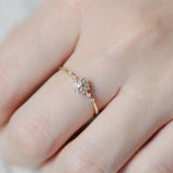 Sterling Silver Snowflake Ring 14k Gold Plating Simple Gold Silver color Women Engagement Wedding Ring Gift