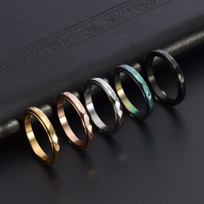 Diamond sculpted niche jewelry narrow cut food rotatable ring