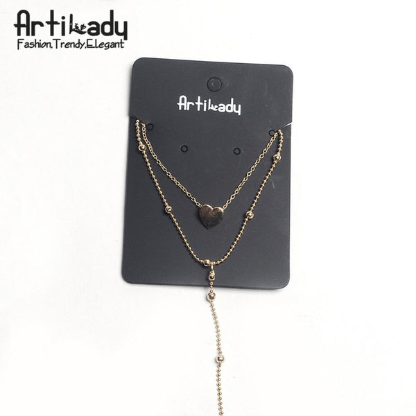 Artilady zinc alloy layer necklaces with heart long necklace