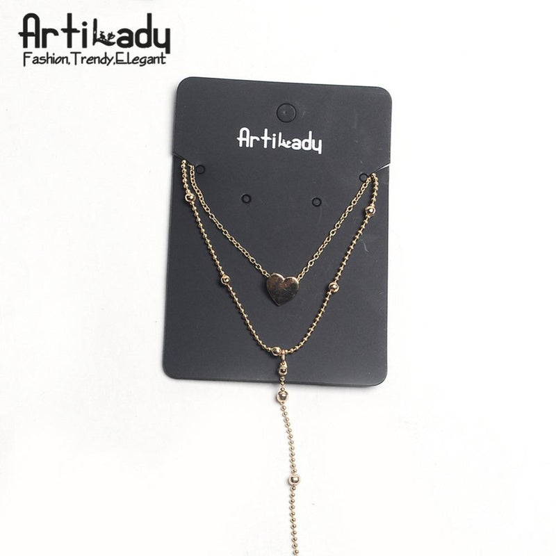 Artilady zinc alloy layer necklaces with heart long necklace