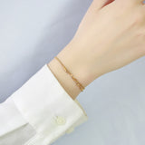 Stainless Steel Lip Chain Round Snake Chain Splicing Bracelet Gold Female Sweet Cool Style Jewelry Personality