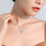 S925 Sterling Silver Clover Necklace Full Diamond Pendant
