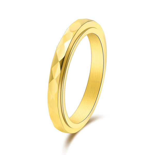 Diamond sculpted niche jewelry narrow cut food rotatable ring