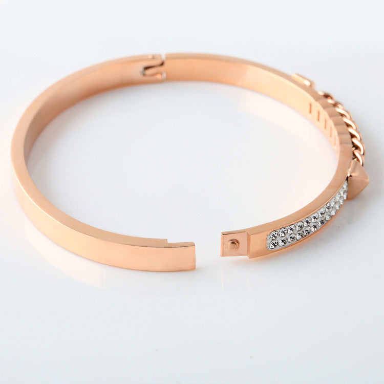 Rose Gold Open Bracelet ins Korean Light Luxury Diamond Jewelry