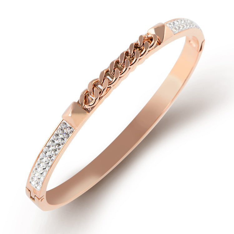 Rose Gold Open Bracelet ins Korean Light Luxury Diamond Jewelry