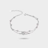 Glamvini - Sterling Silver Bracelet with Five-Pointed Star Diamond Beads: The Ultimate Accessory for Fashionable Women