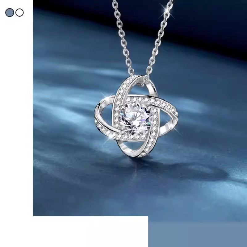 S925 Sterling Silver Clover Necklace Full Diamond Pendant