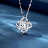 S925 Sterling Silver Clover Necklace Full Diamond Pendant
