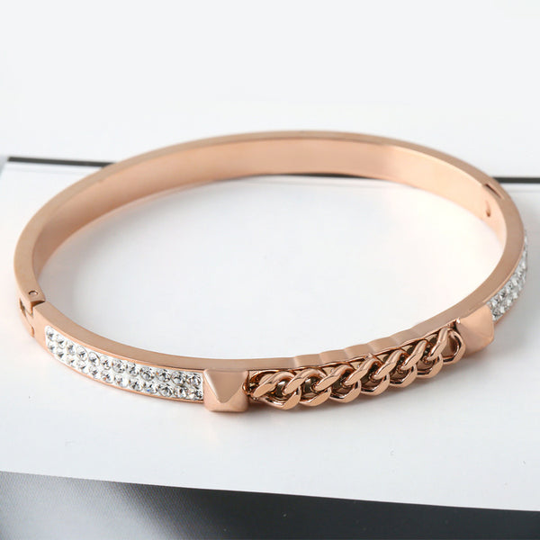 Rose Gold Open Bracelet ins Korean Light Luxury Diamond Jewelry