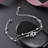 Glamvini - Sterling Silver Bracelet with Five-Pointed Star Diamond Beads: The Ultimate Accessory for Fashionable Women