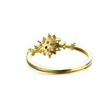 Sterling Silver Snowflake Ring 14k Gold Plating Simple Gold Silver color Women Engagement Wedding Ring Gift
