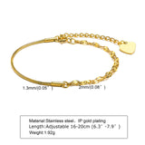 Stainless Steel Lip Chain Round Snake Chain Splicing Bracelet Gold Female Sweet Cool Style Jewelry Personality