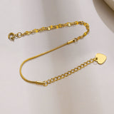 Stainless Steel Lip Chain Round Snake Chain Splicing Bracelet Gold Female Sweet Cool Style Jewelry Personality