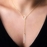 Shop Hot Fashion Metal Chain Bar Circle Lariat Necklaces at Glamvini - High-Quality Women's Accessories and Jewelry