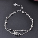 Glamvini - Sterling Silver Bracelet with Five-Pointed Star Diamond Beads: The Ultimate Accessory for Fashionable Women