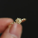 Sterling Silver Snowflake Ring 14k Gold Plating Simple Gold Silver color Women Engagement Wedding Ring Gift