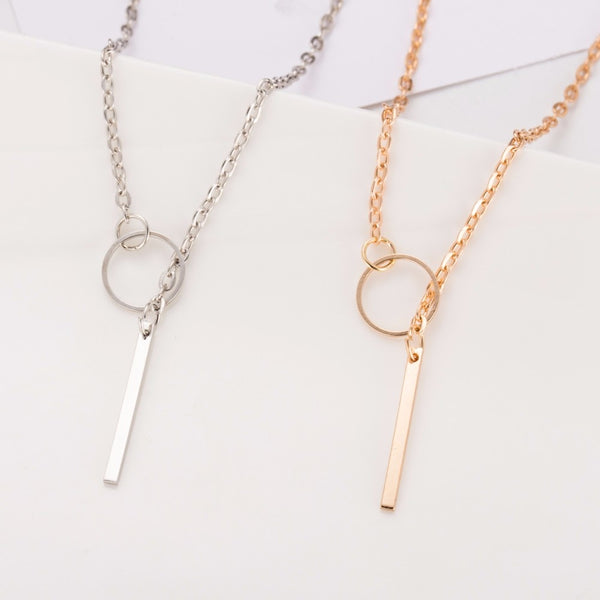 Shop Hot Fashion Metal Chain Bar Circle Lariat Necklaces at Glamvini - High-Quality Women's Accessories and Jewelry