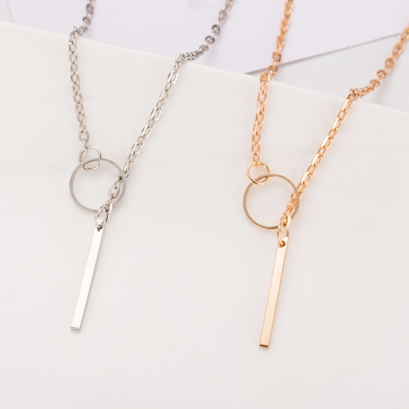 Shop Hot Fashion Metal Chain Bar Circle Lariat Necklaces at Glamvini - High-Quality Women's Accessories and Jewelry