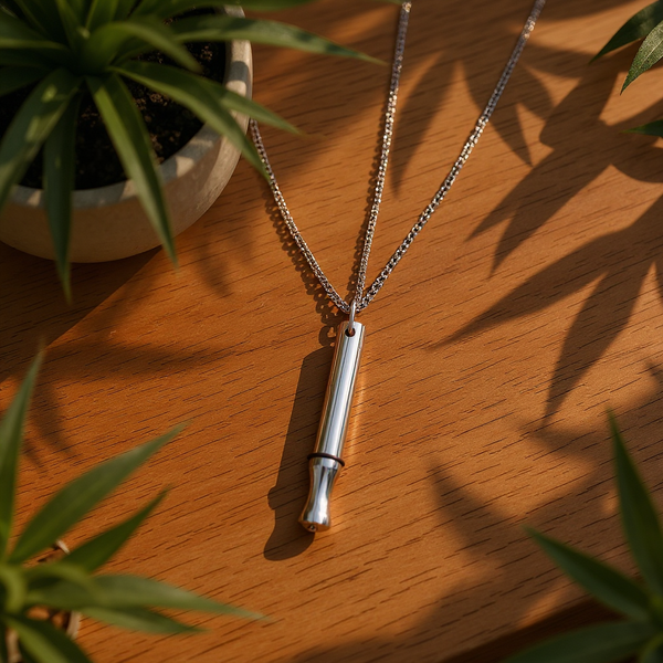 Breathing Resistance Whistle Necklace Round Tube Built-in Cotton Core