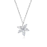 Glamvini -Silver Maple Leaf Necklace Sterling Silver Pendant Inlaid Women