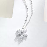 Glamvini -Silver Maple Leaf Necklace Sterling Silver Pendant Inlaid Women